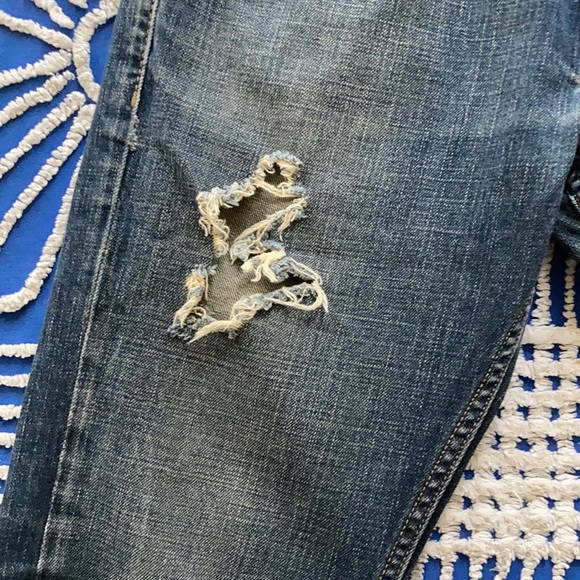 Leviโs 511 Skinny distressed medium wash Capri Denim Mid RiseJeans unisex 32x32 - Picture 3 of 10